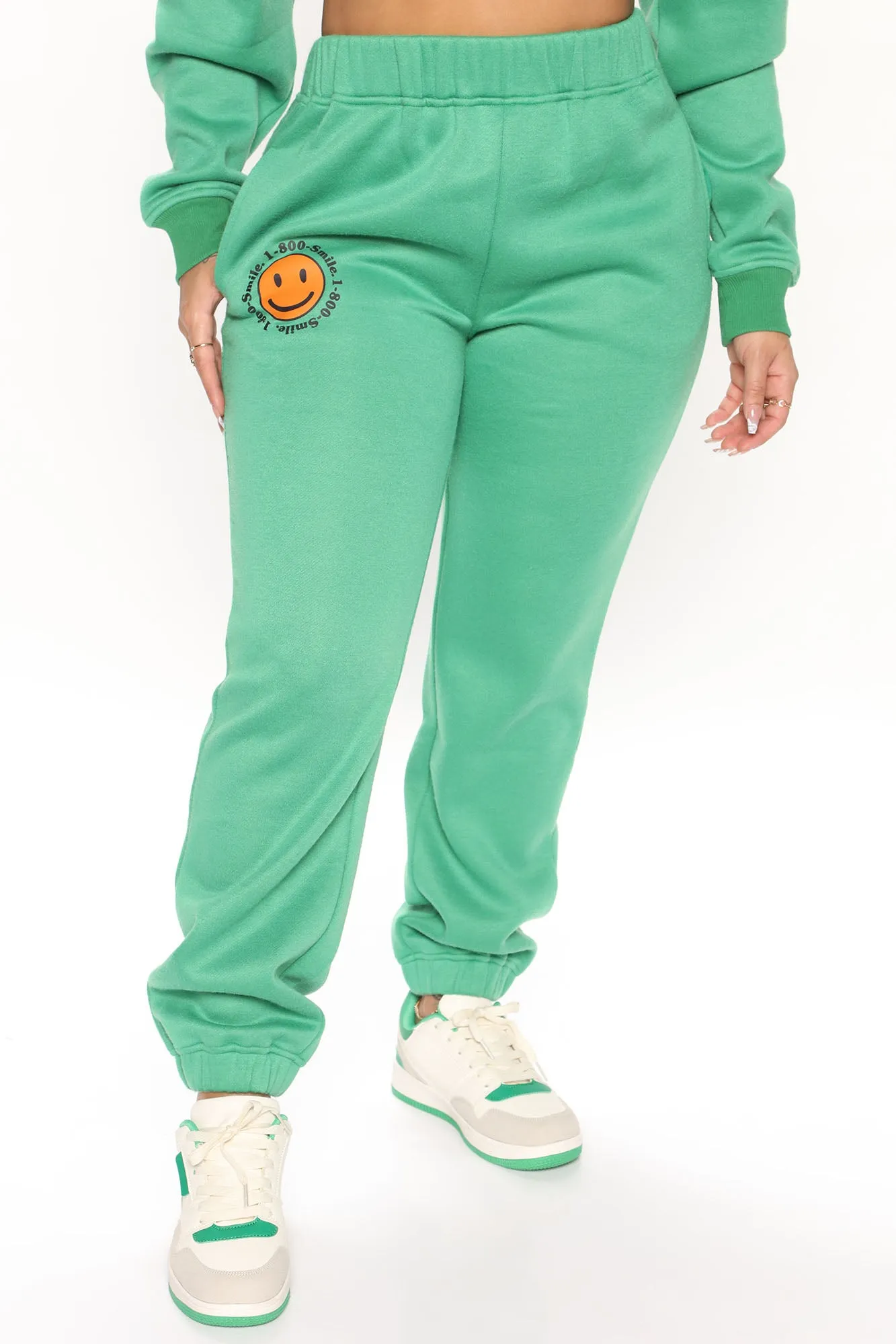 1 800 Smile Happy Face Sweatpants - Kelly Green