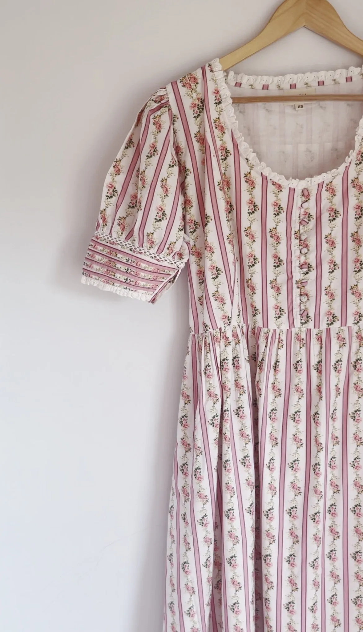 100% RECYCLED COTTON - AURELIA DRESS IN ROSE VINTAGE WALLPAPER