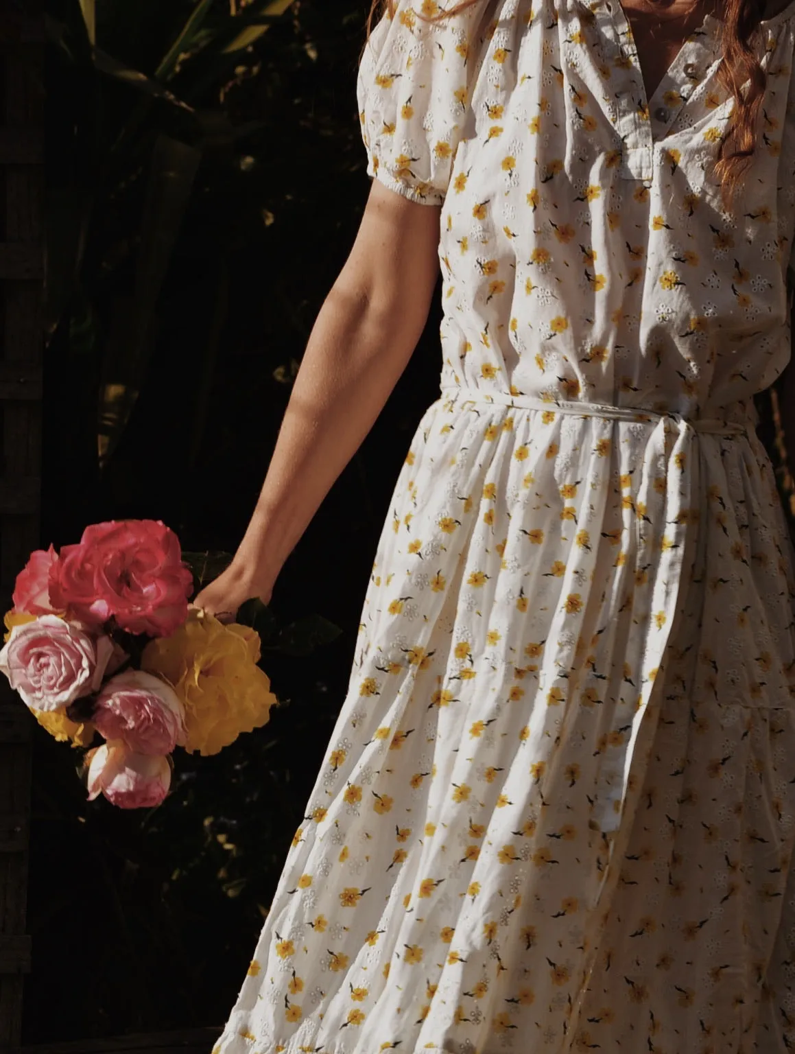 100% RECYCLED COTTON - DELPHINIUM MAXI DRESS WHITE DAISY FLORAL