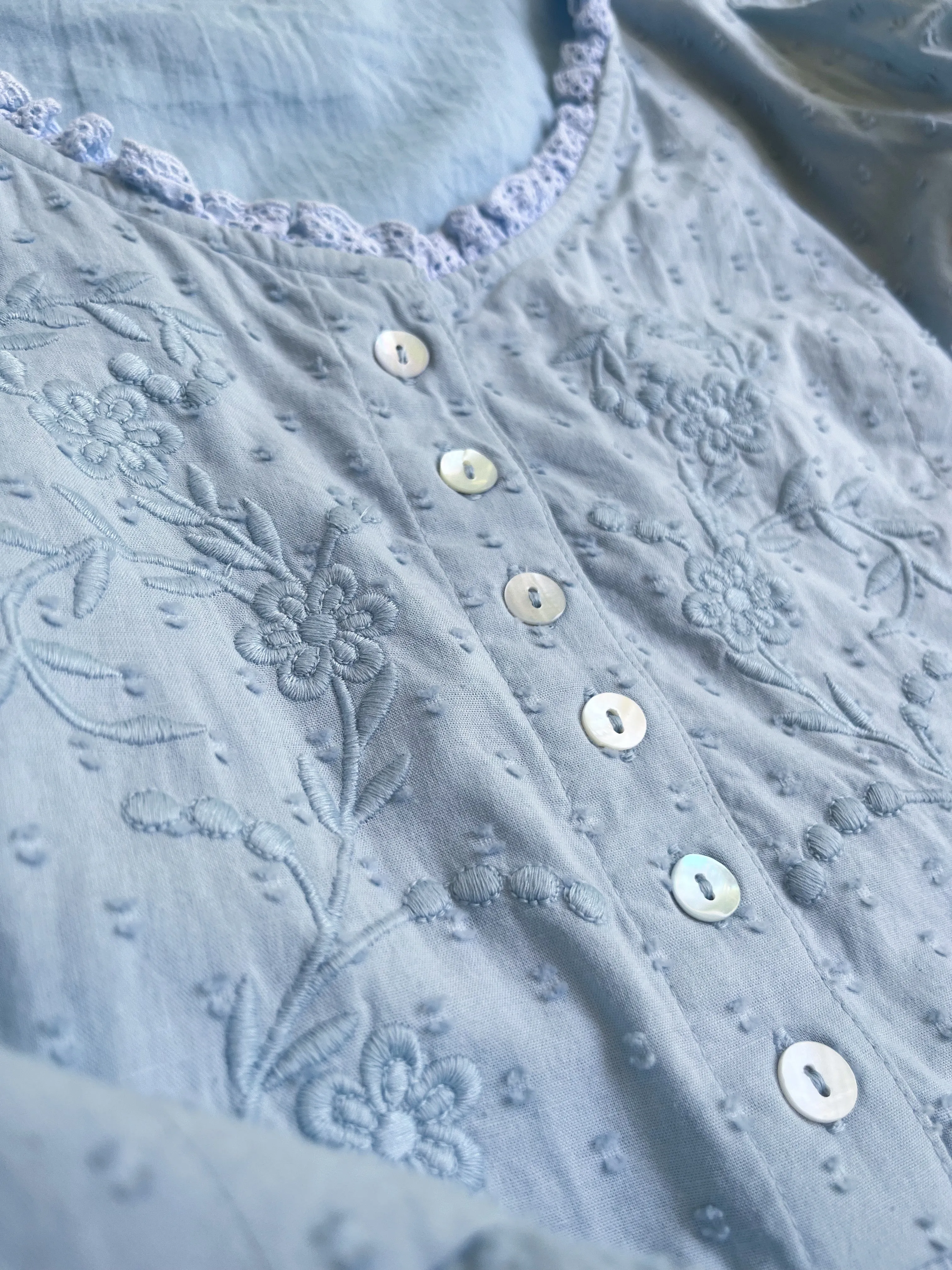 100% RECYCLED COTTON - FAUSTINE DRESS PASTEL BLUE