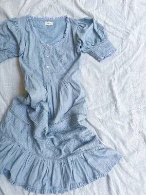 100% RECYCLED COTTON - FAUSTINE DRESS PASTEL BLUE