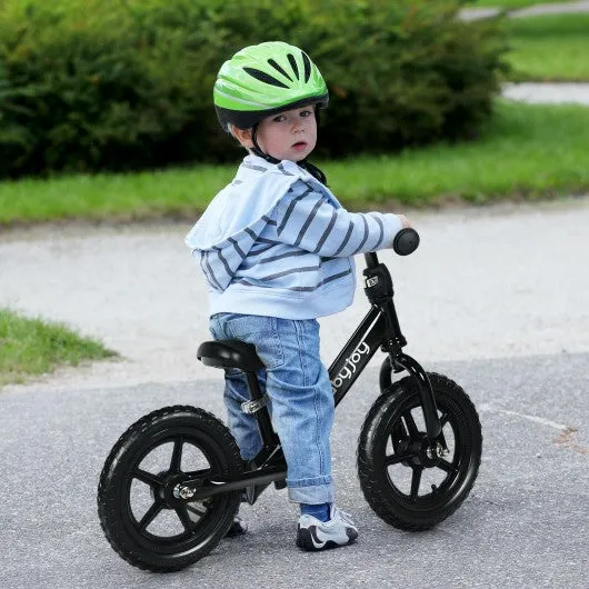 12" Kids Balance No-Pedal Ride Pre Learn Bike with Adjustable Seat-Black