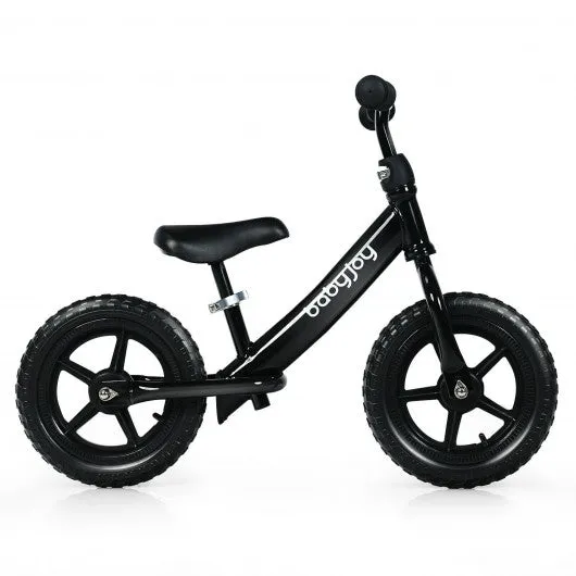 12" Kids Balance No-Pedal Ride Pre Learn Bike with Adjustable Seat-Black