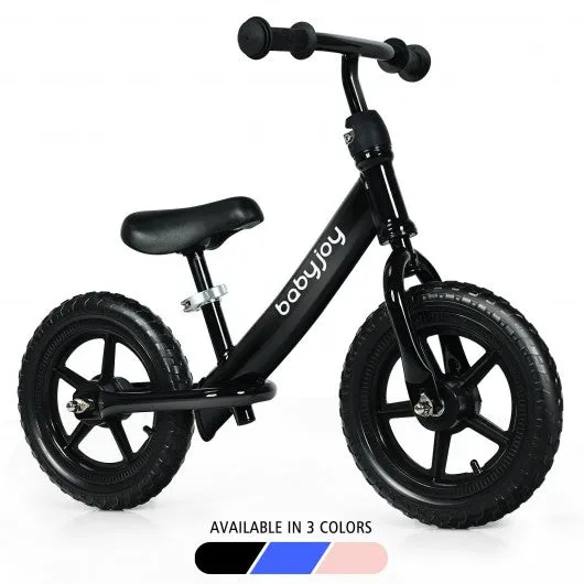 12" Kids Balance No-Pedal Ride Pre Learn Bike with Adjustable Seat-Black