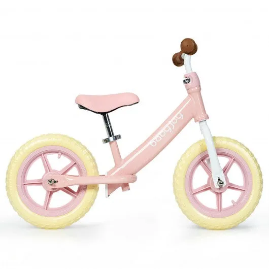 12" Kids Balance No-Pedal Ride Pre Learn Bike with Adjustable Seat-Pink