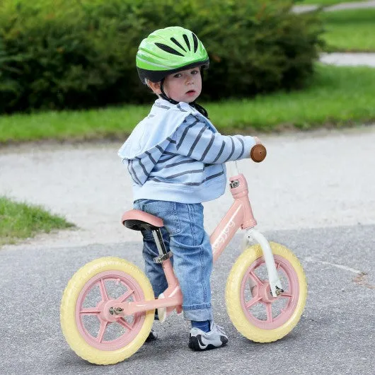 12" Kids Balance No-Pedal Ride Pre Learn Bike with Adjustable Seat-Pink