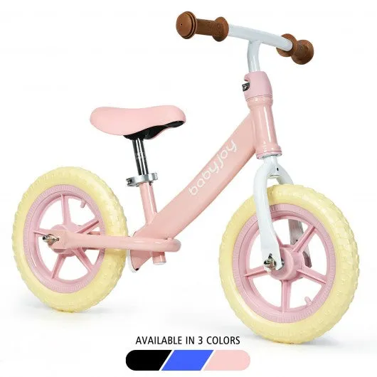 12" Kids Balance No-Pedal Ride Pre Learn Bike with Adjustable Seat-Pink