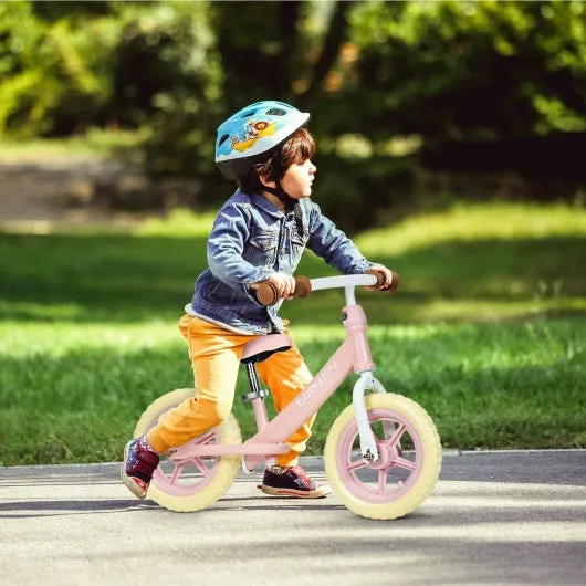 12" Kids Balance No-Pedal Ride Pre Learn Bike with Adjustable Seat-Pink