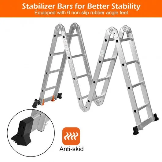 15.5' 16-Step Multi Purpose Aluminum Folding Scaffold Ladder