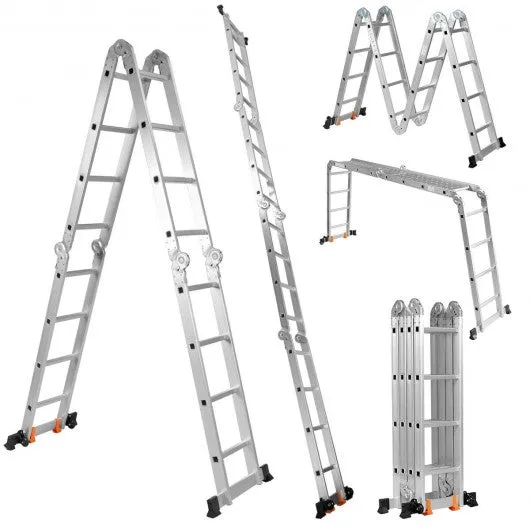 15.5' 16-Step Multi Purpose Aluminum Folding Scaffold Ladder