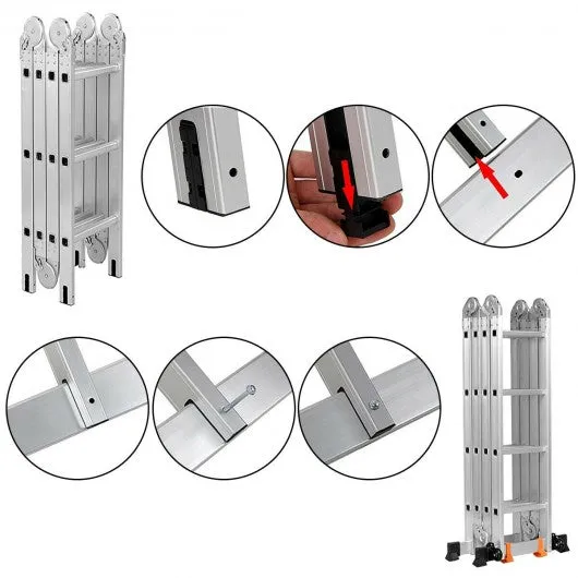 15.5' 16-Step Multi Purpose Aluminum Folding Scaffold Ladder