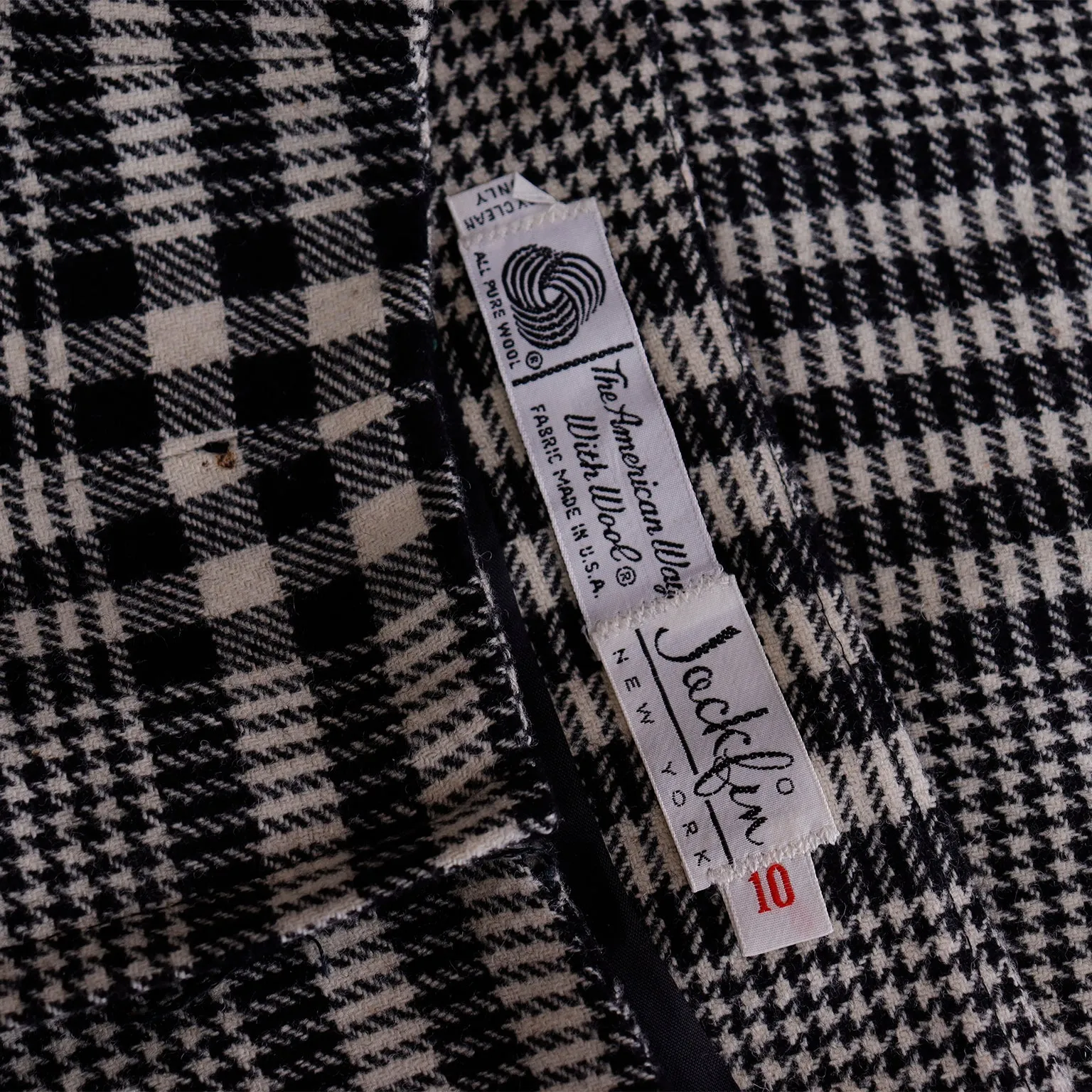 1990s Vintage Long Midi Black Plaid Wool Skirt