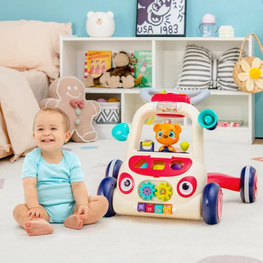 2-in-1 Sit-to-Stand Baby Push Walker with Music and Light