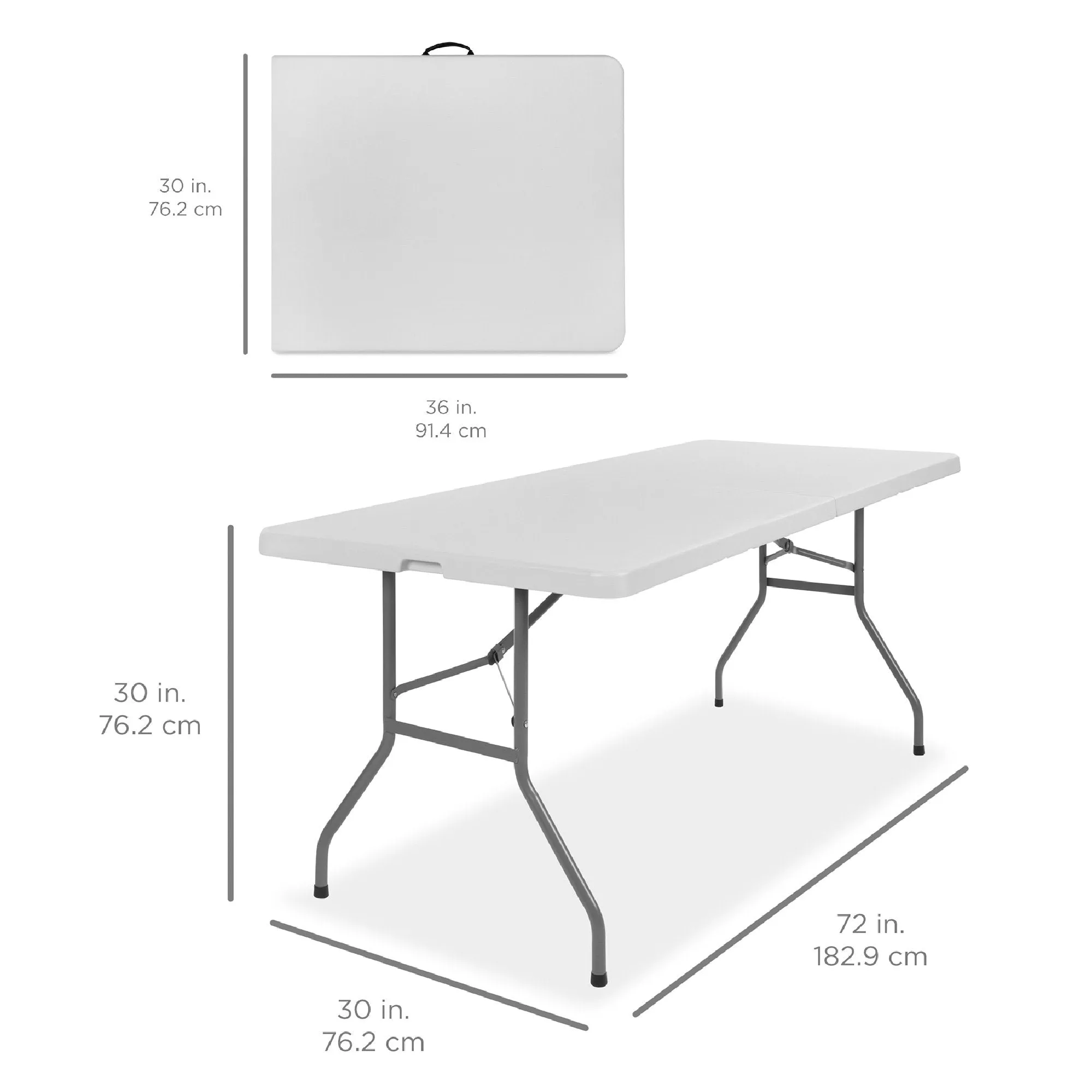 6ft Portable Folding Plastic Dining Table w/ Handle, Lock