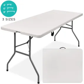 6ft Portable Folding Plastic Dining Table w/ Handle, Lock