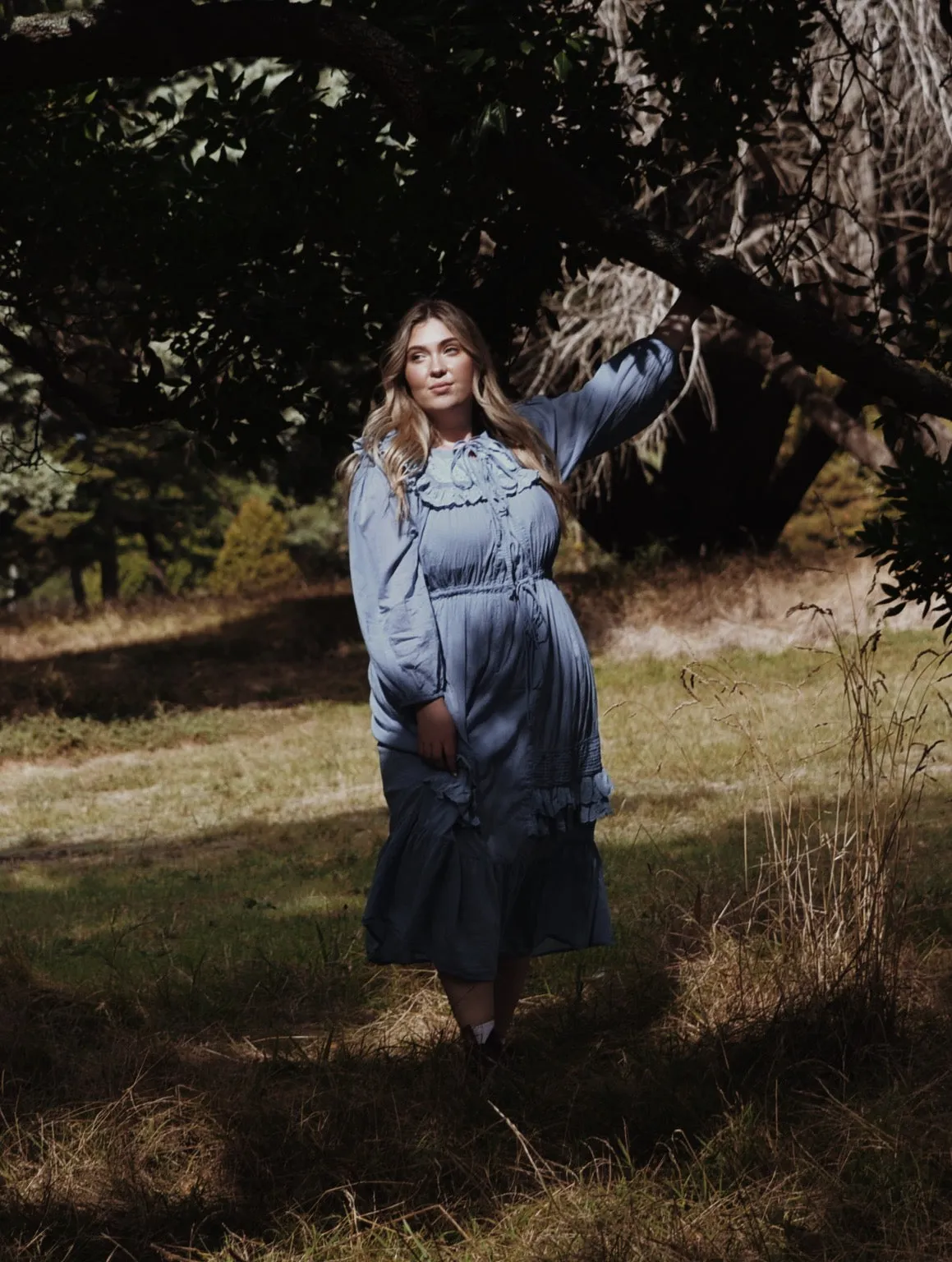 ABERDEEN DUSTY BLUE COTTON LACE DRESS