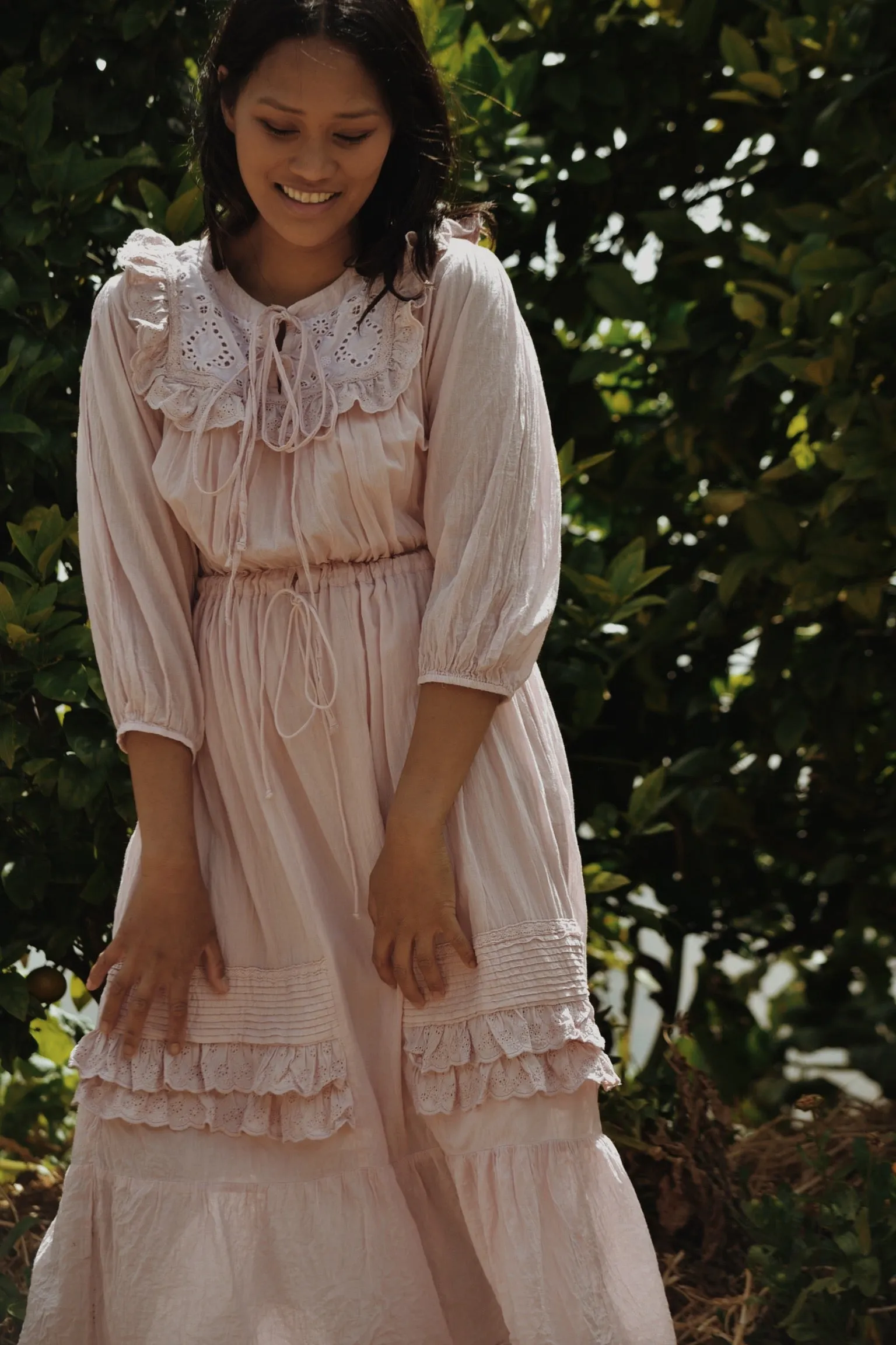 ABERDEEN PASTEL PINK COTTON LACE DRESS