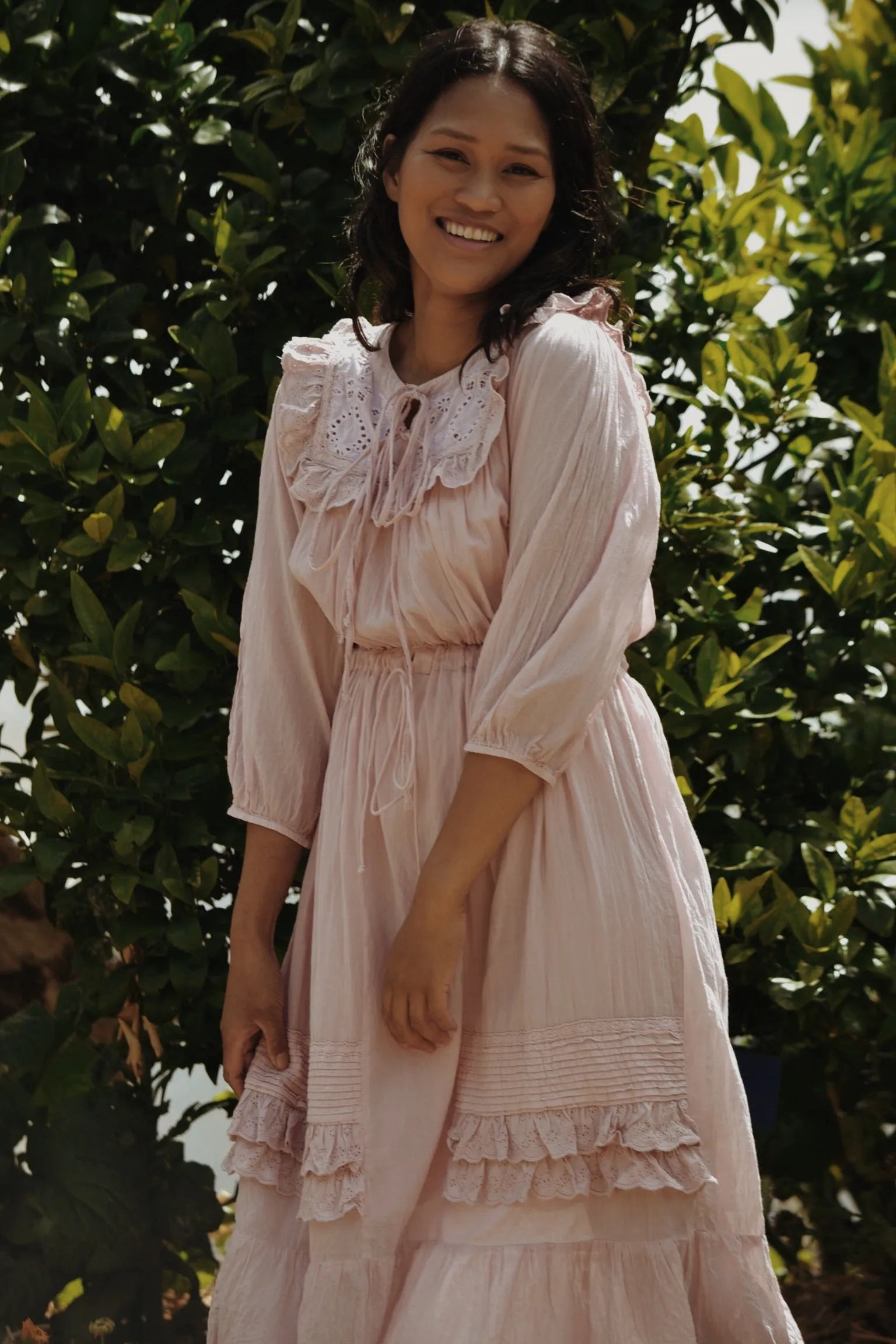 ABERDEEN PASTEL PINK COTTON LACE DRESS