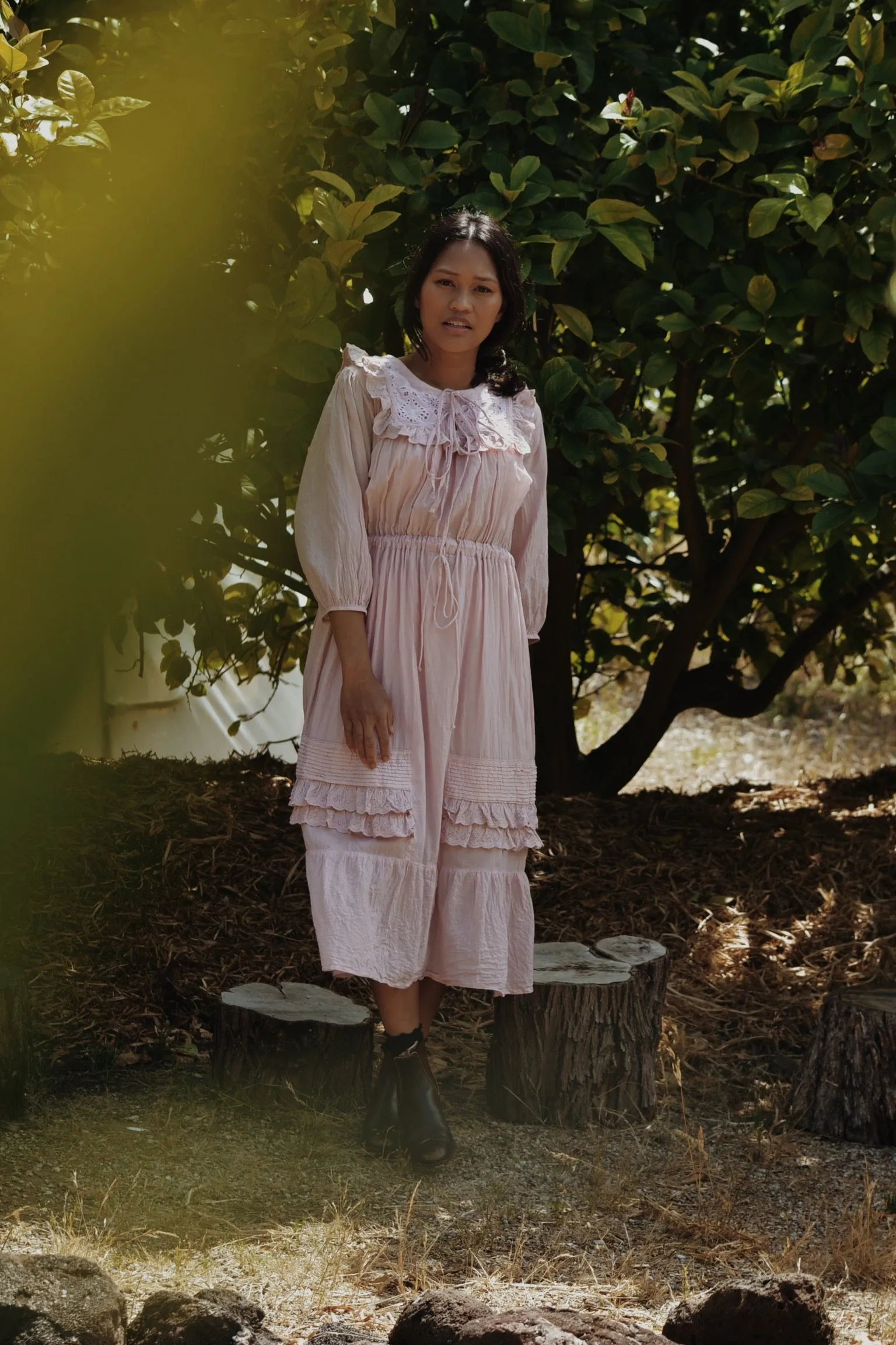 ABERDEEN PASTEL PINK COTTON LACE DRESS