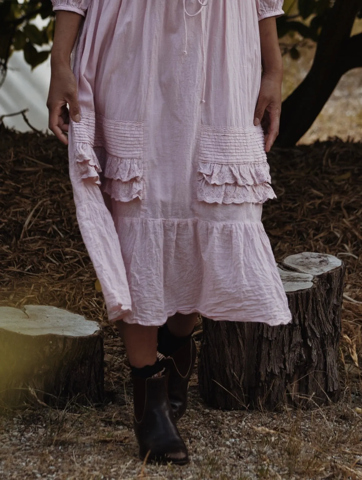 ABERDEEN PASTEL PINK COTTON LACE DRESS