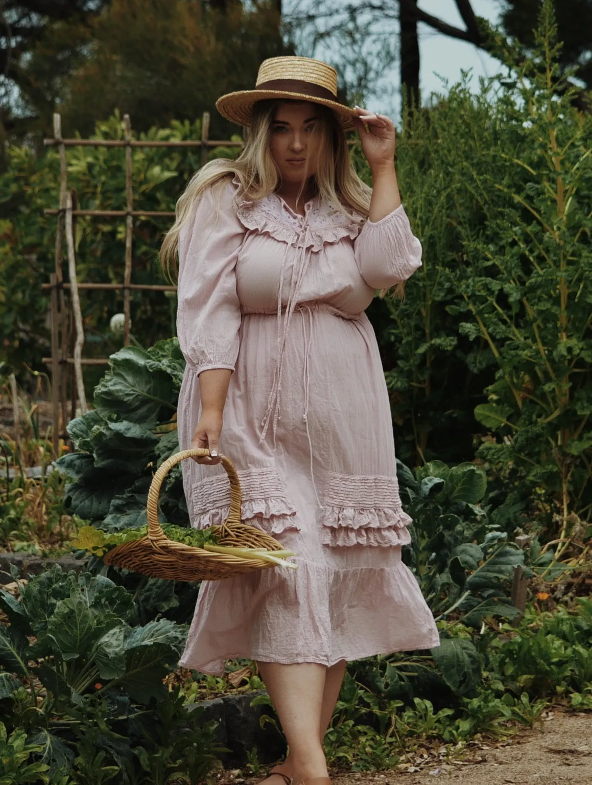 ABERDEEN PASTEL PINK COTTON LACE DRESS