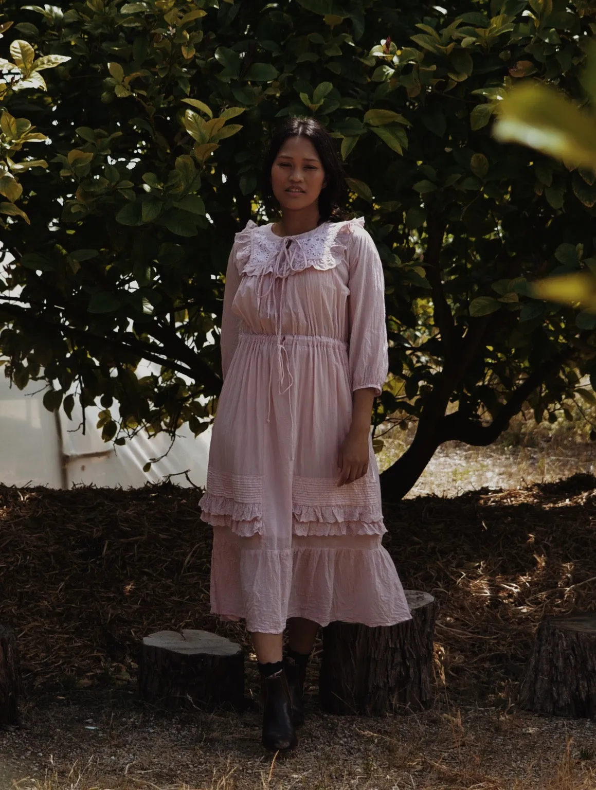 ABERDEEN PASTEL PINK COTTON LACE DRESS