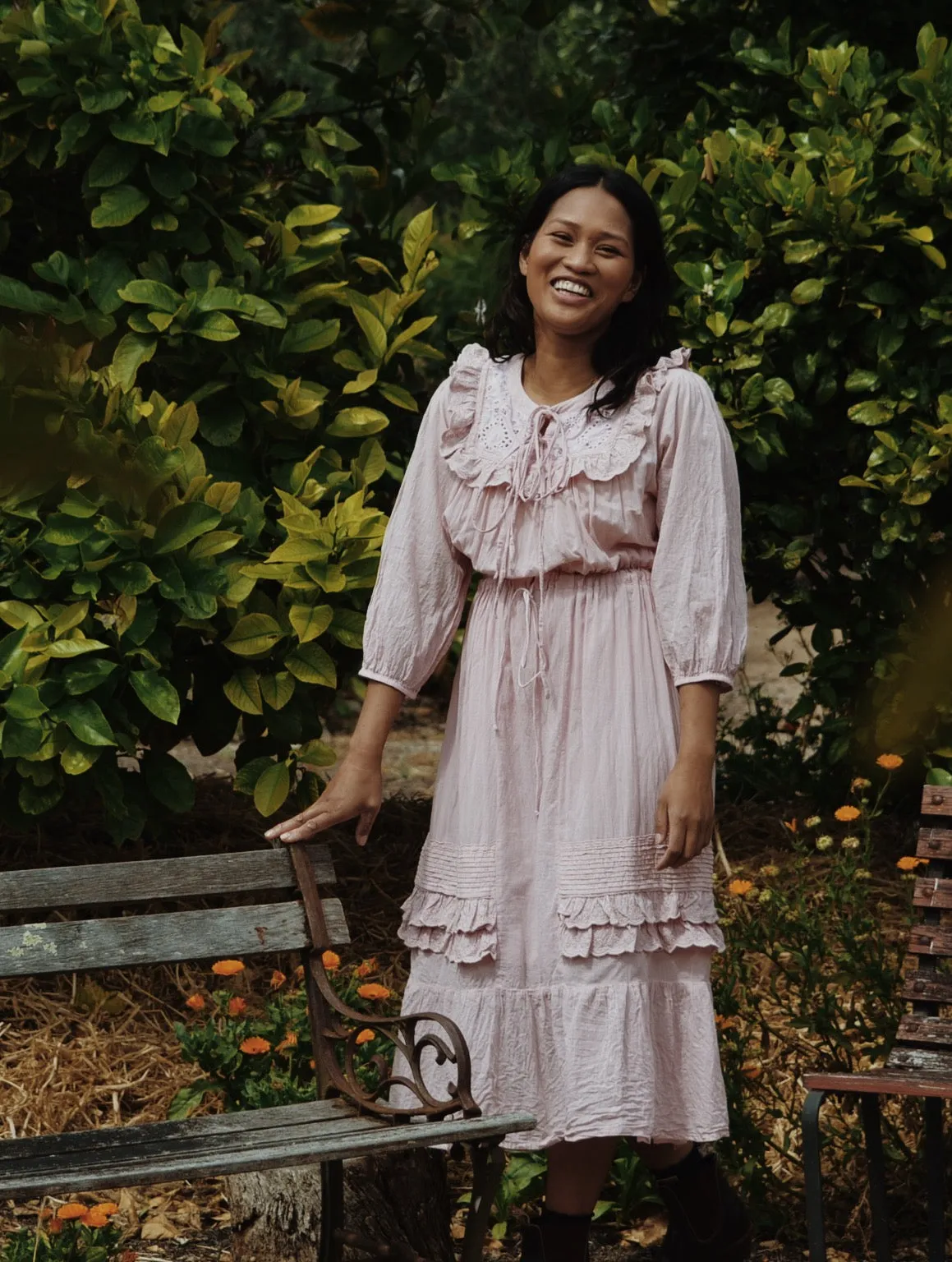 ABERDEEN PASTEL PINK COTTON LACE DRESS