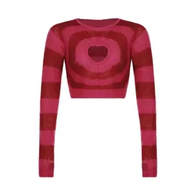 Aesthetic Heart Striped Y2k Long Sleeve Sweatshirt