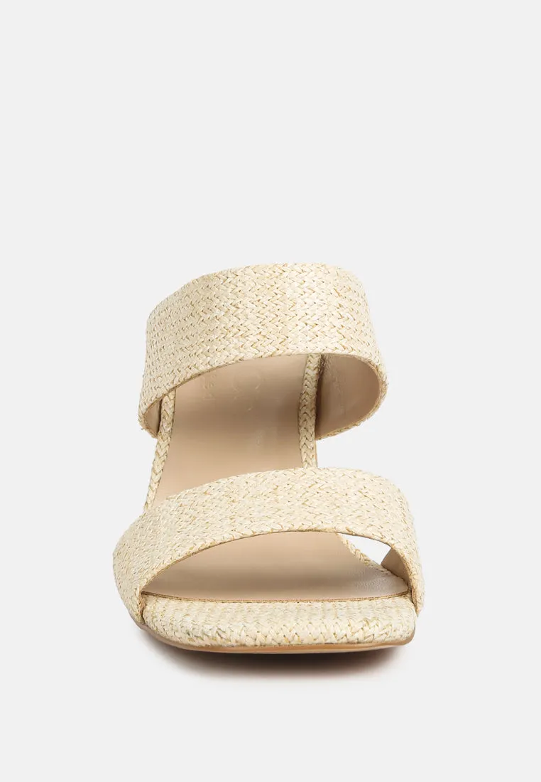 Alodia Slim Block Heel Sandals In Natural