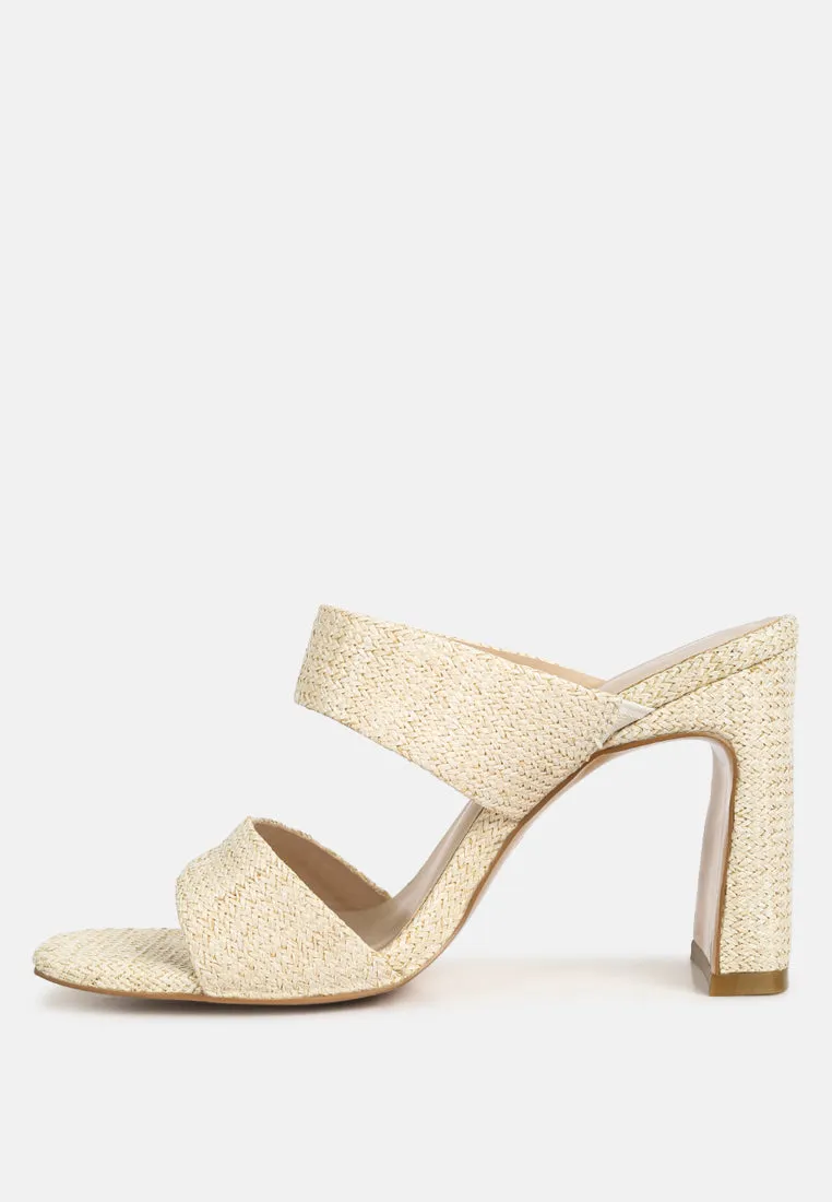 Alodia Slim Block Heel Sandals In Natural