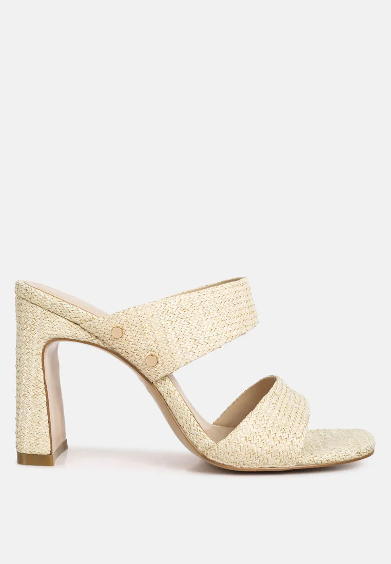 Alodia Slim Block Heel Sandals In Natural