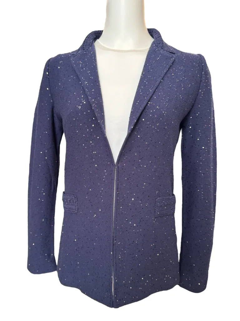 Amina Rubinacci Petrarca Navy Jacket w/Paillettes