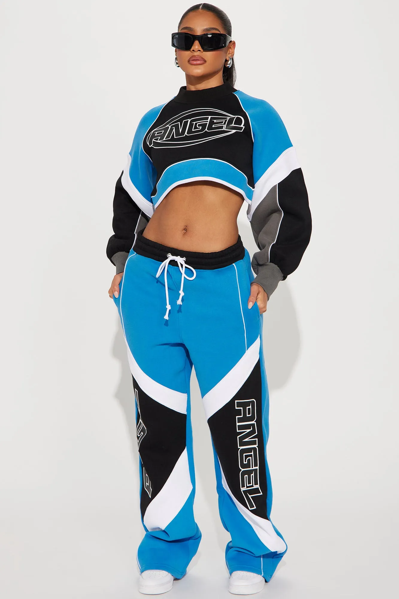 Angel Energy Cropped Sweatshirt - Blue/combo