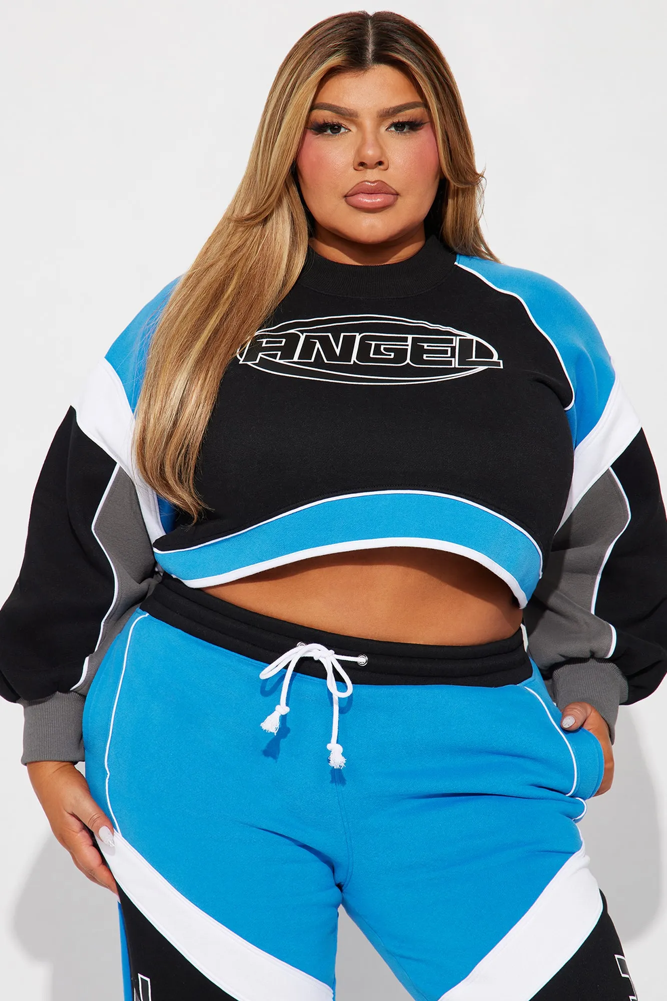 Angel Energy Cropped Sweatshirt - Blue/combo