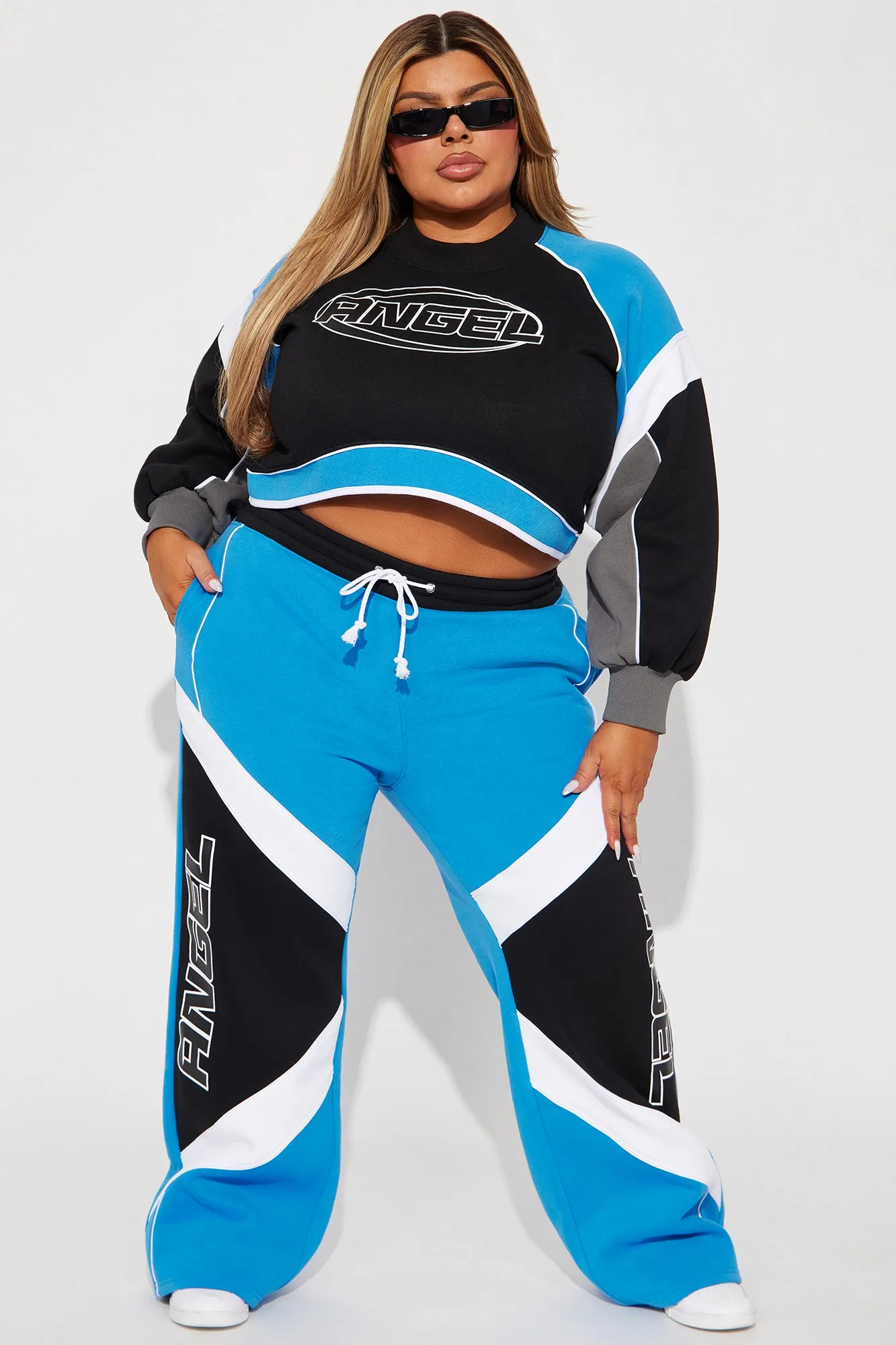 Angel Energy Cropped Sweatshirt - Blue/combo