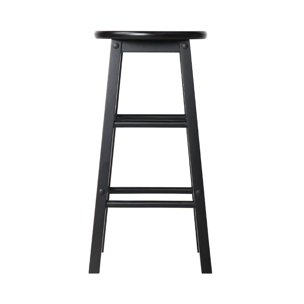 Artiss Set of 2 Beech Wood Backless Bar Stools - Black