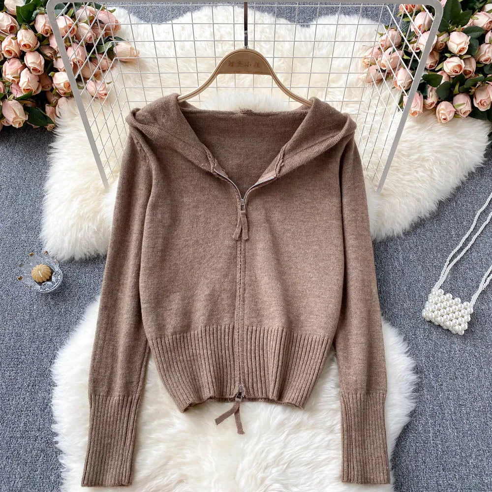 Autumn and winter new hooded sweater coat cardigan  1624