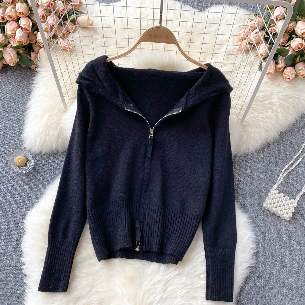 Autumn and winter new hooded sweater coat cardigan  1624