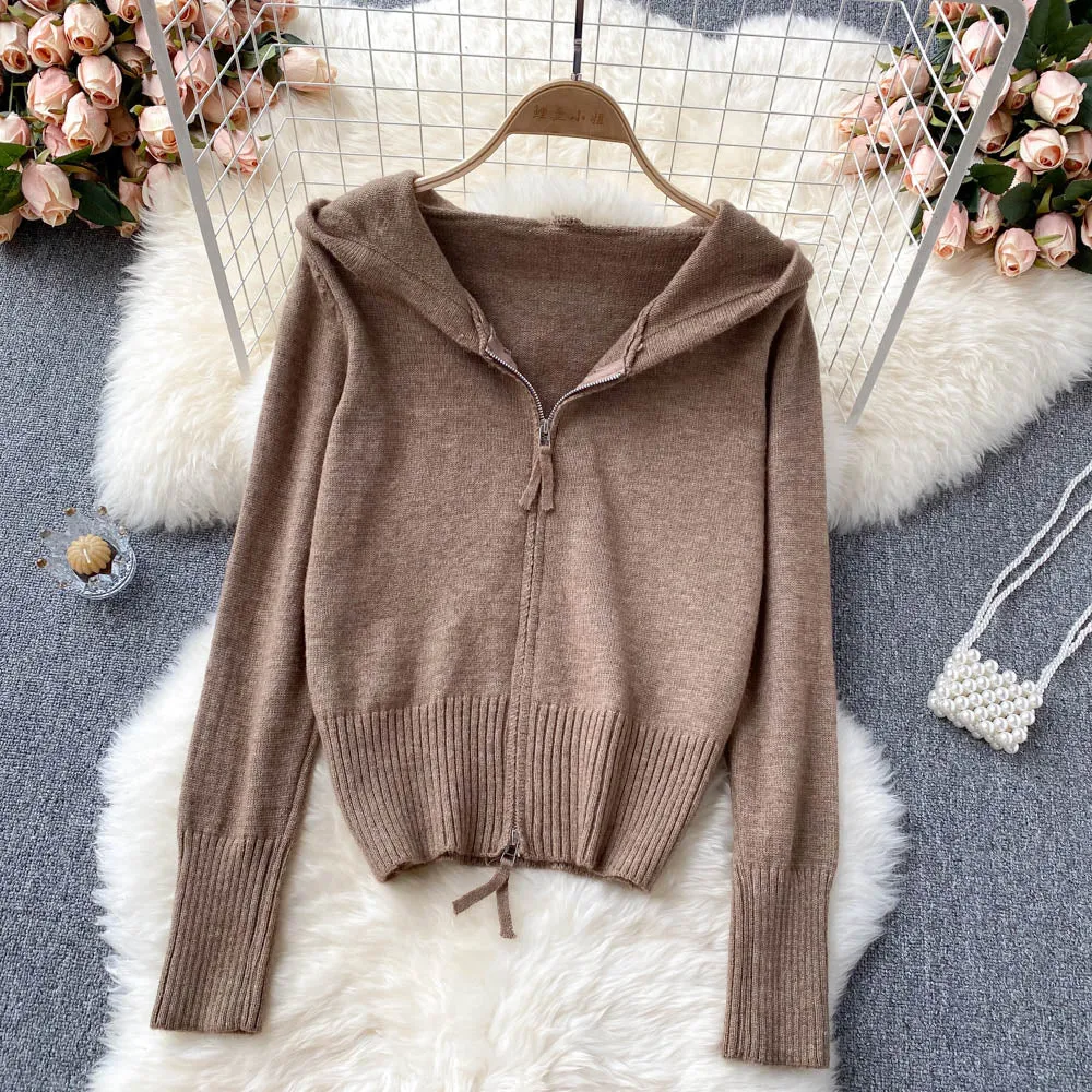 Autumn and winter new hooded sweater coat cardigan  1624