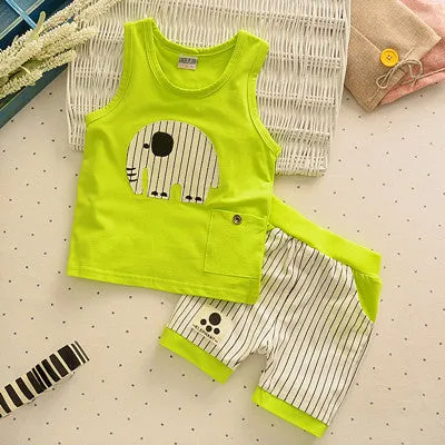 Baby Boys Girls Clothing Set Children Vest   Pants Set Kids Cartoon Clothes Casual Suits 3 Design  2016 Summer