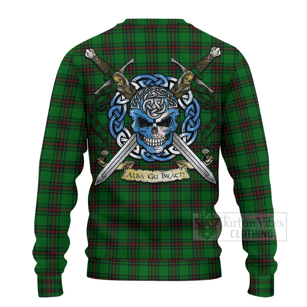 Beveridge Tartan Ugly Sweater with Family Crest Celtic Skull Style