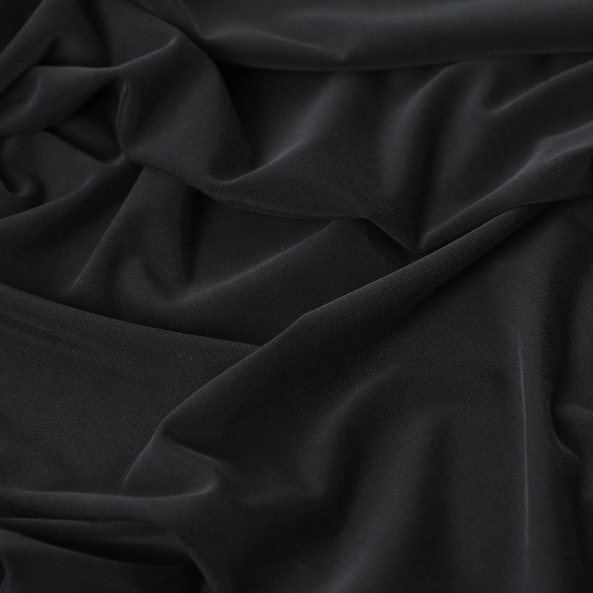 Black plain polyester cupro silk jersey fabric-D6968