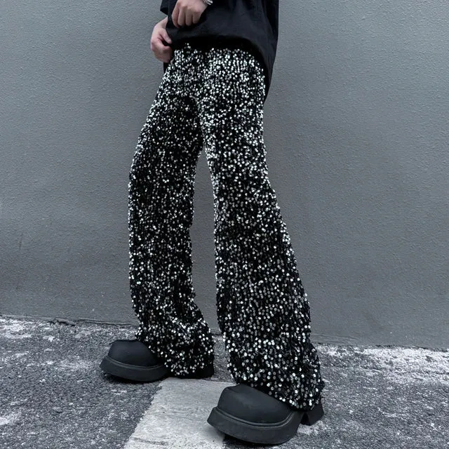 Black Sequins Casual Loose Pants