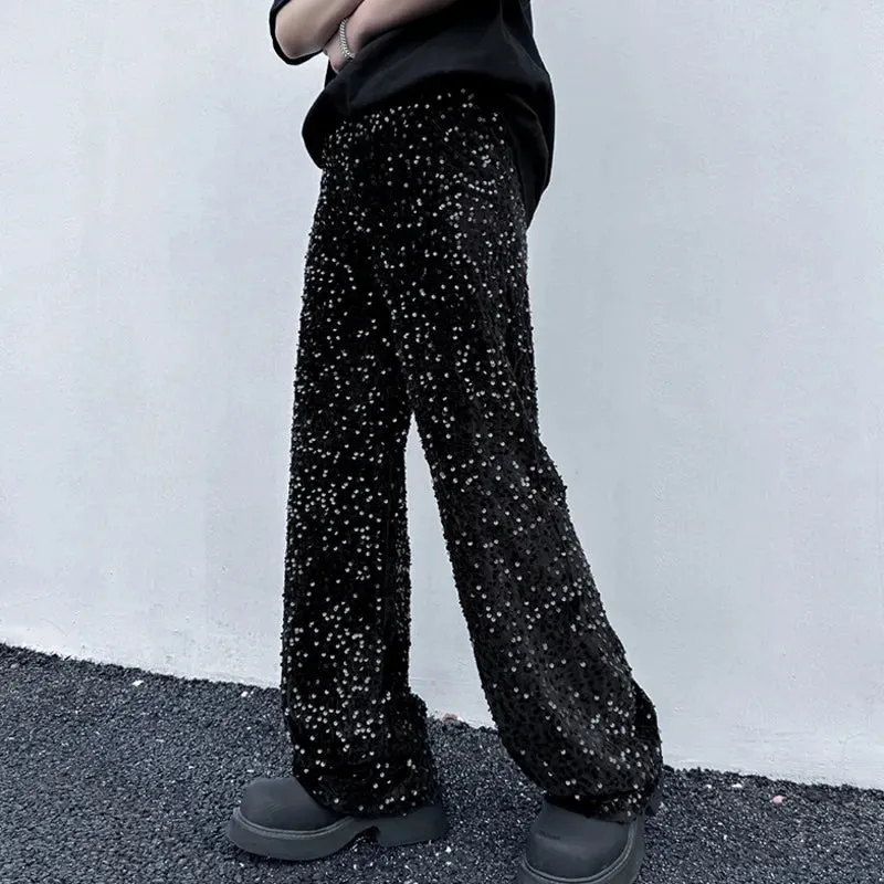 Black Sequins Casual Loose Pants