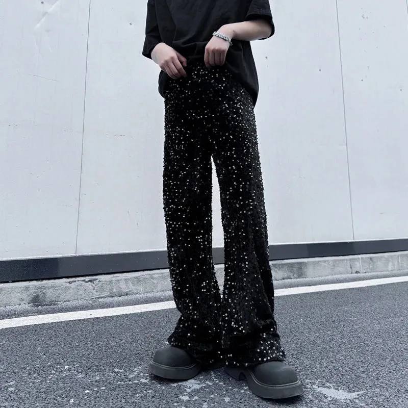 Black Sequins Casual Loose Pants