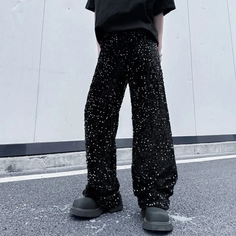 Black Sequins Casual Loose Pants