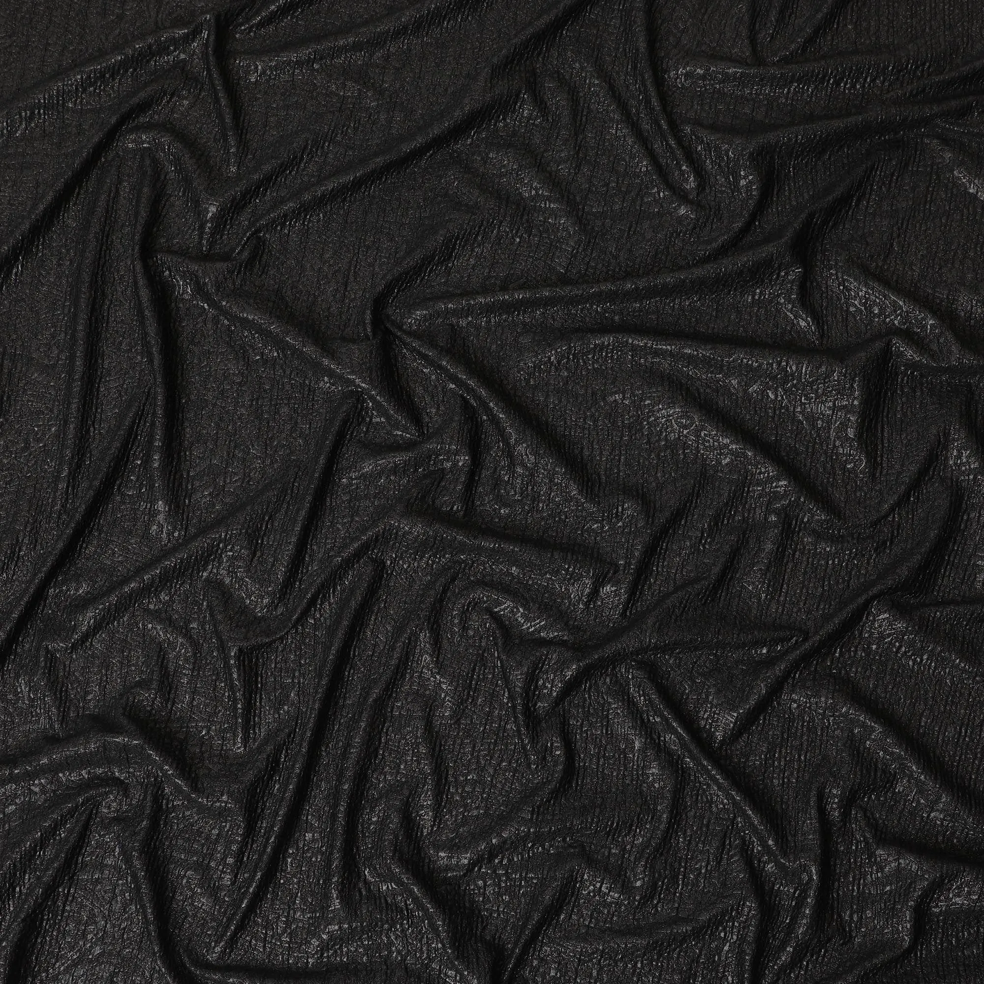 Black synthetic polyester fabric with same tone jacquard in fancy design-D11756