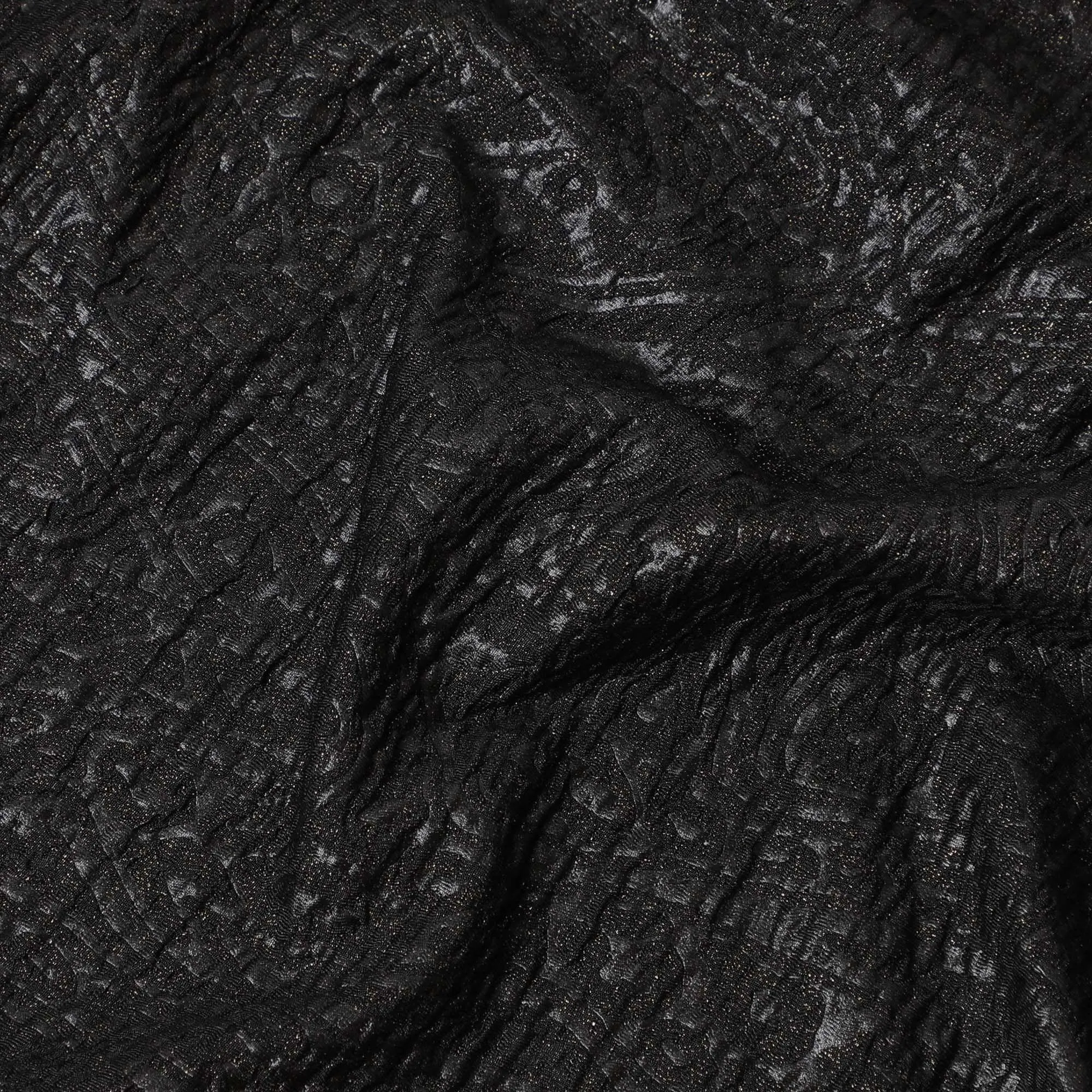 Black synthetic polyester fabric with same tone jacquard in fancy design-D11756