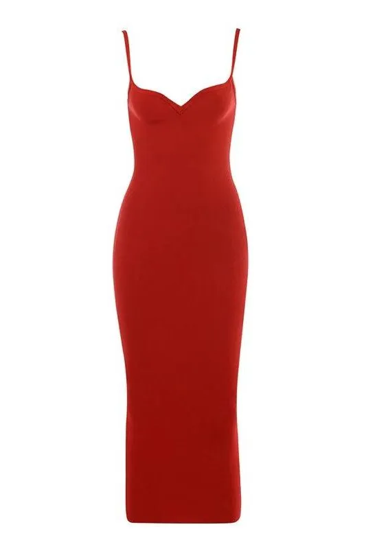 Blanche Bandage Midi Dress - Lipstick Red