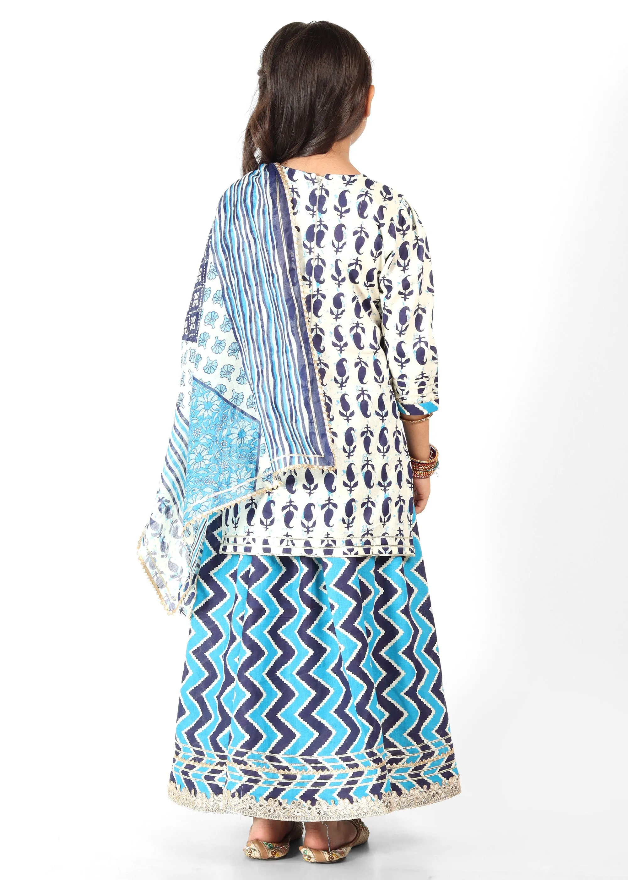 Blue Waves Cotton Palazzo Set